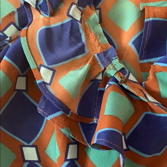 Tracy Reese Silk wrap dress 💙💚Geo print - Picture 14 of 16